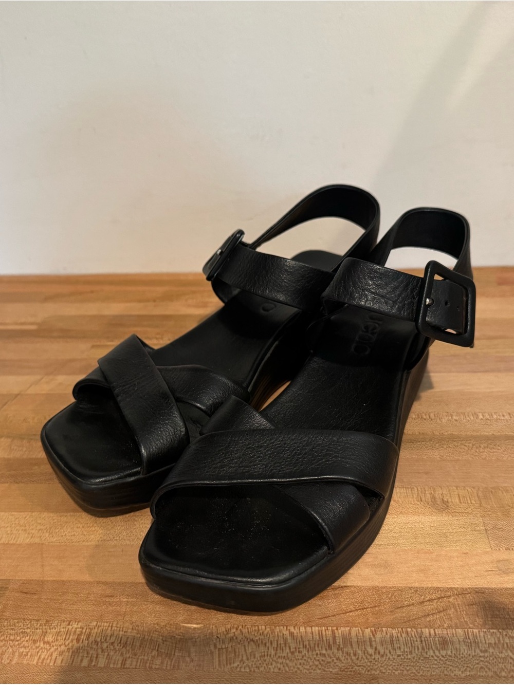 Black Wedge Sandals - size 7 (38)